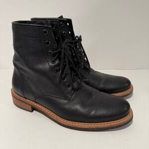 Nisolo Women's Amalia Water Resistant Boot Lace Up Leather Combat Black 8.5